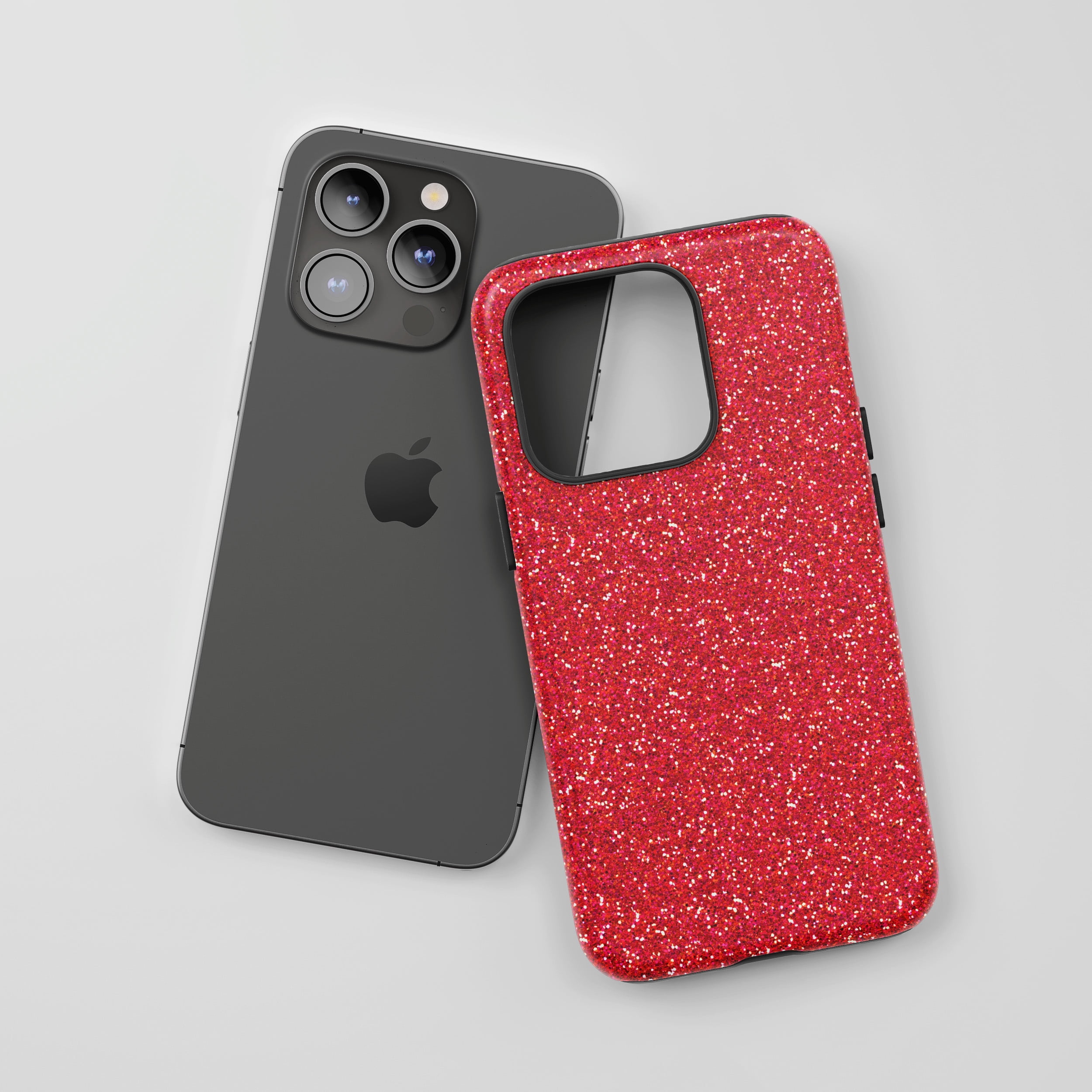 Glitter Red Phone Case for All iPhone Series Protective Phone Case Sparkle