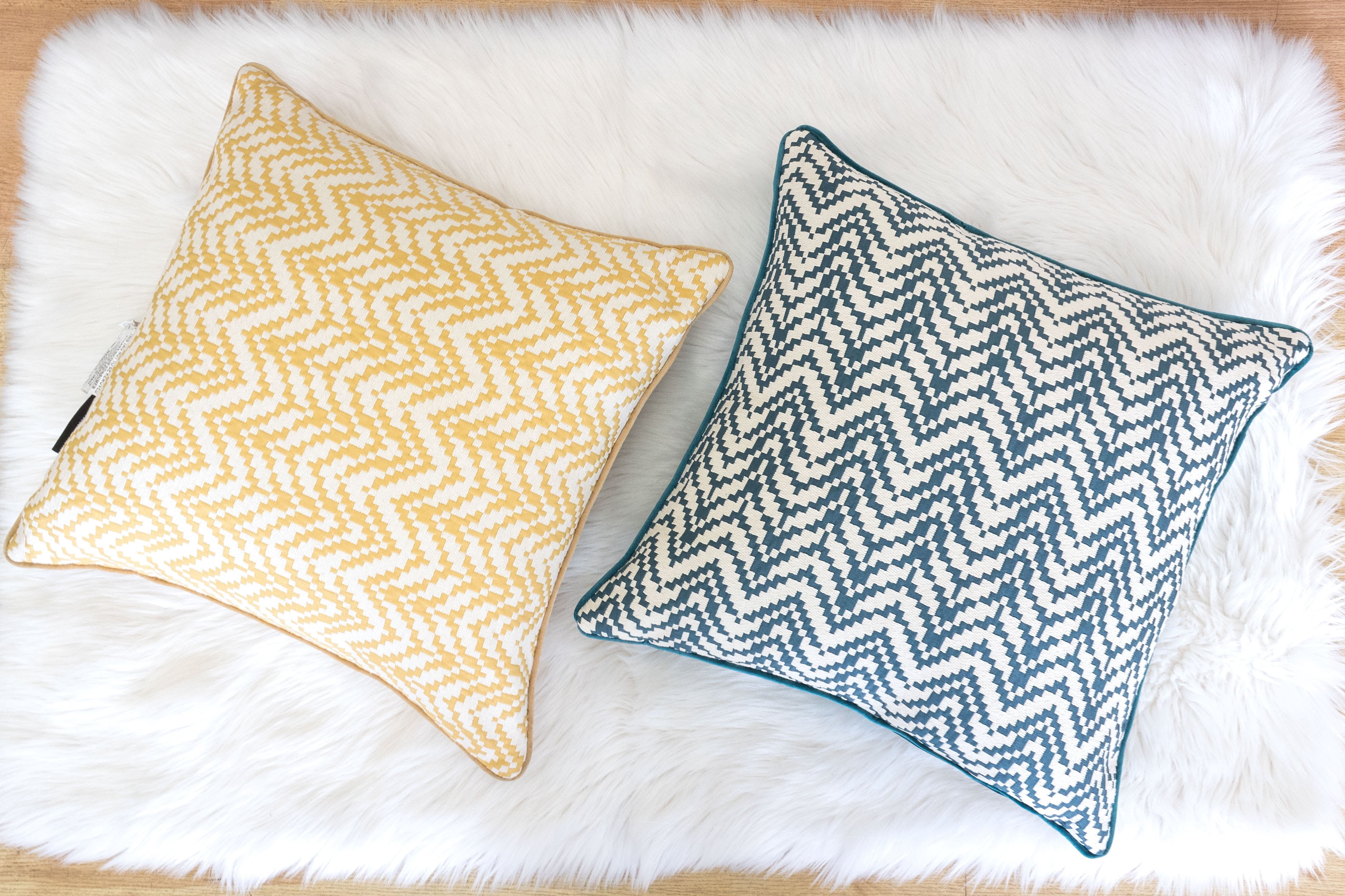 Cherie Turquoise Geometric Polyester 20 in. x 20 in. Throw Pillow