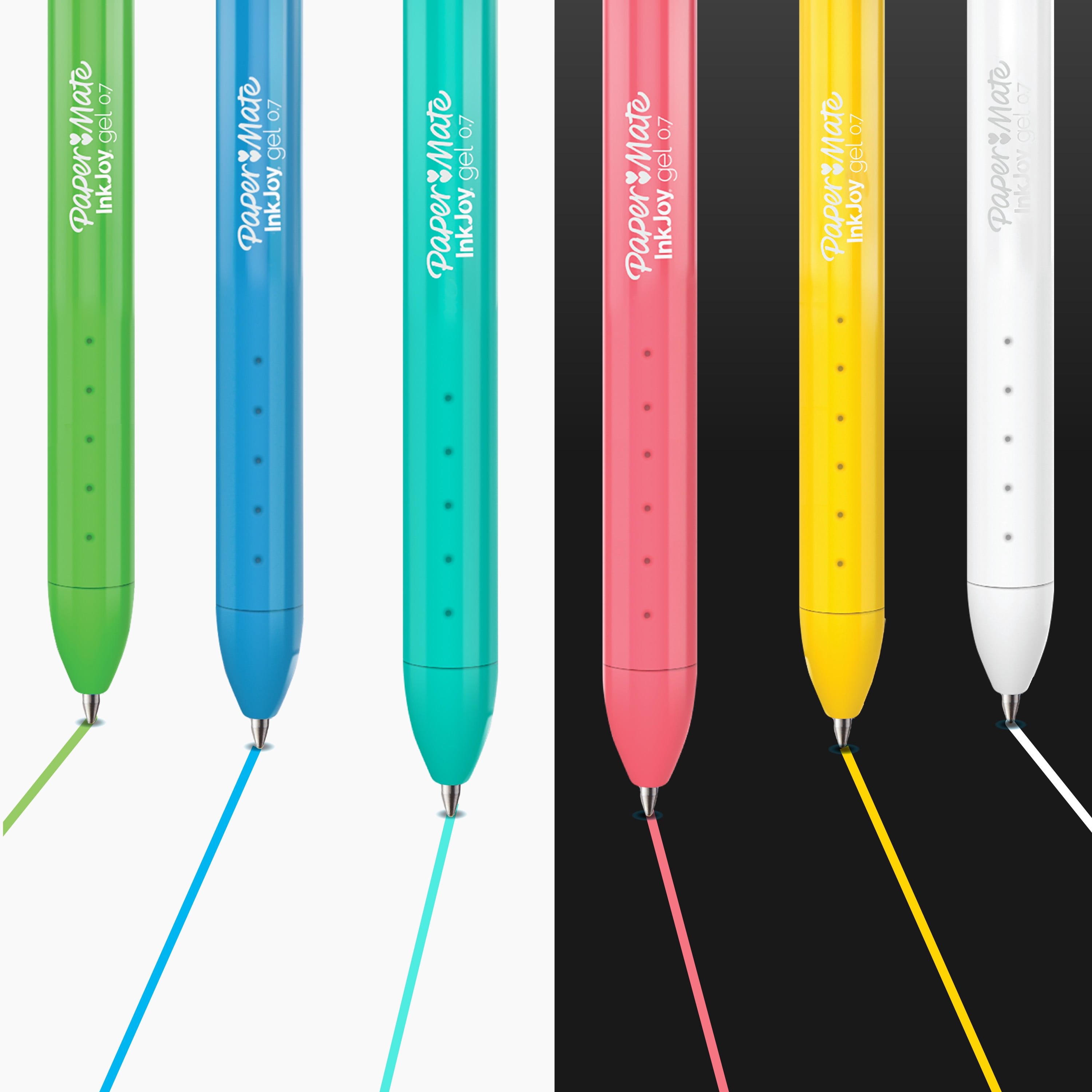 Paper Mate InkJoy Bright Pens, Gel Pens with Paint-like Ink, Medium Point (0.7 mm), Retractable, Assorted Brighter Colours, 6 Count