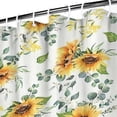 thumbnail image 3 of White Sunflower Green Leaf Pattern Shower Curtain 72"x72" ,Bathroom Decorative Shower Curtains Set with 12 Hooks,Modern Waterproof Washable Shower Curtain, 3 of 6