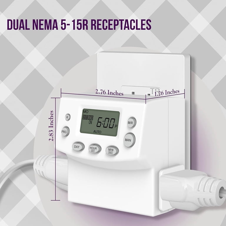 Enerlites Heavy Duty 7-Day Programmable Plug-In Timer photo 2