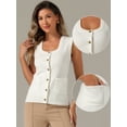 thumbnail image 2 of DARING DIVA Women's Sweater Vest Button Ribbed Knitted Tank Top XL White, 2 of 6