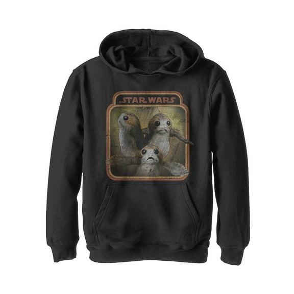 Boy's Star Wars The Last Jedi Porgs Frame Pull Over Hoodie Black Medium