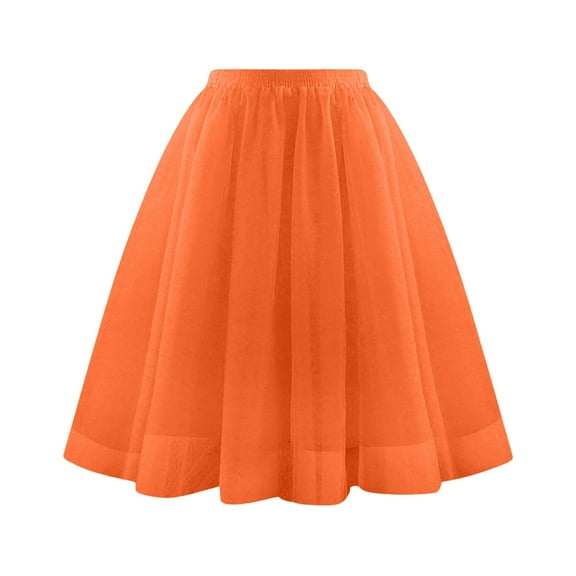 EDFBUYKRS Female Skirts Plus Size Tutu Skirts White Waist Pleated Mesh Skirt Soft Drape Mid Length Skirt Large Size A Line Skirt