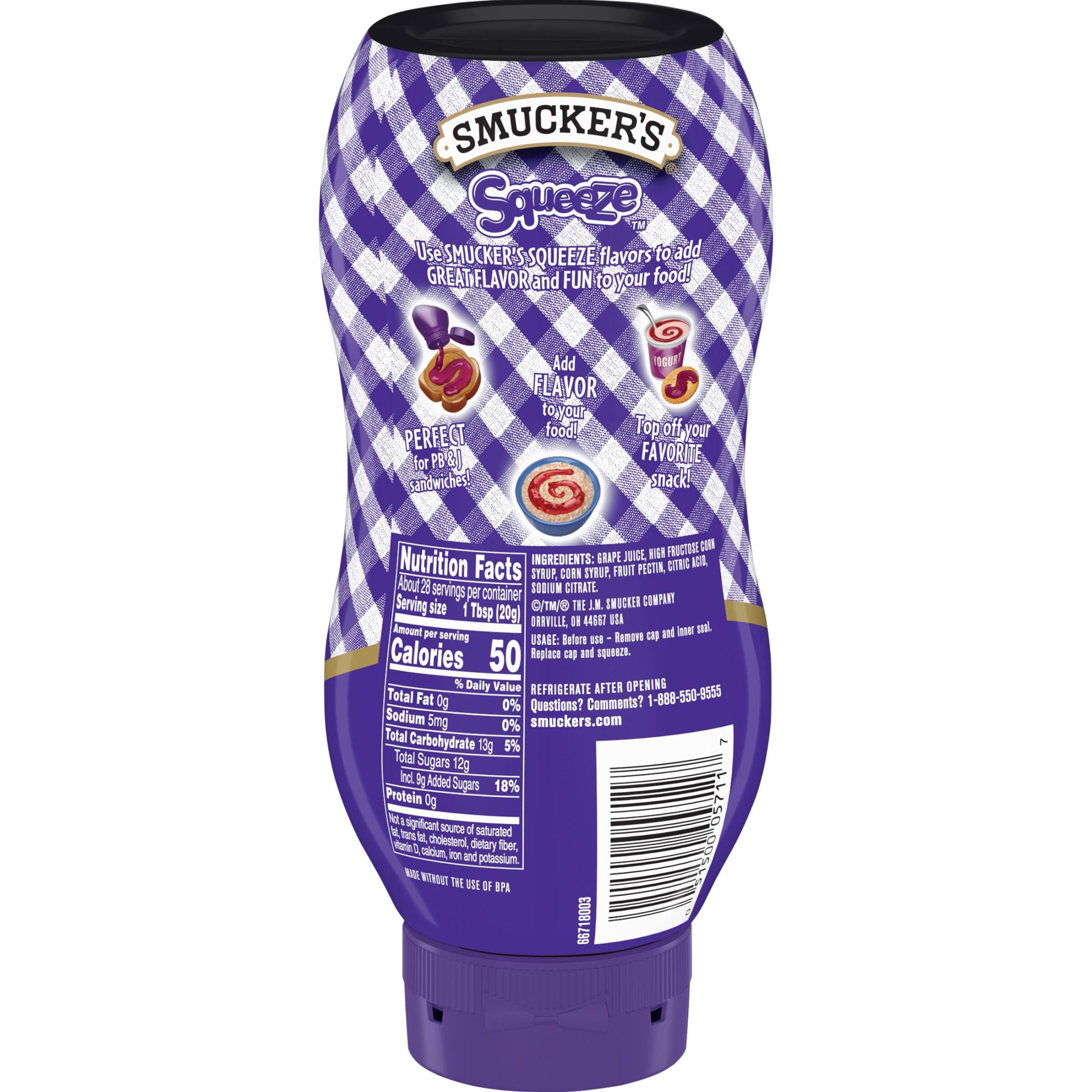 (2 pack) Smucker's Squeeze Grape Jelly, 20 oz