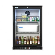 4.1 Cu. Ft. Stainless Steel Back Bar Cooler Counter Height Beverage Refrigerator with Glass Swing Door and LED Lighting in Black (Office or Commercial)