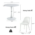 thumbnail image 5 of Round Dining Table Set for 2, 31.5"White All-Metal Tulip Base with 2 Soft Fabric Cushioned Chairs for Kitchen, Café, Apartments, Small Spaces, 5 of 6