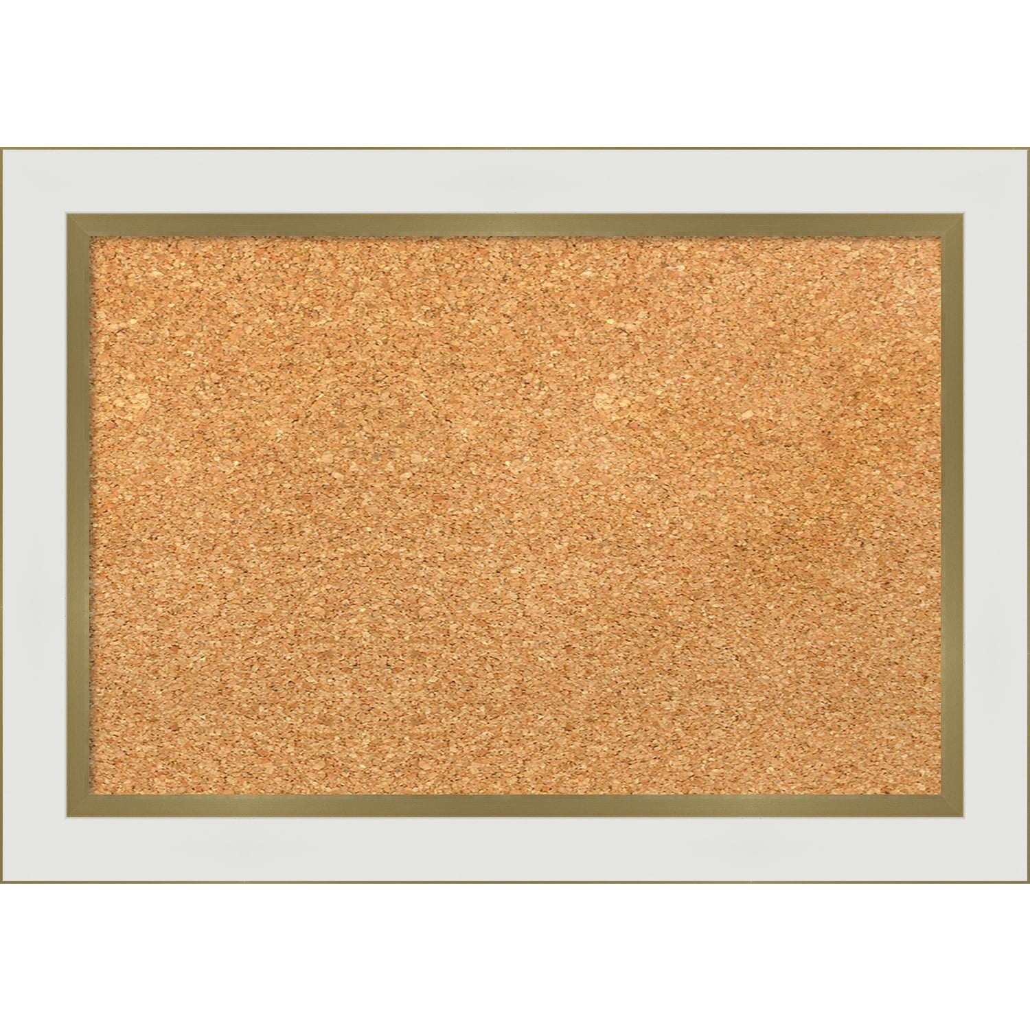 Amanti Art Natural Cork Board Framed Eva White Gold Narrow Bulletin Board 33 in. x 15 in.