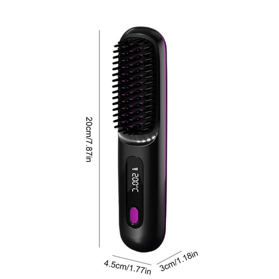Cordless Hair Straightening Brush, Rechargeable Hot Hair Brush With 3 Temperature Settings 320°F-392°F, Ceramic Bristles For Frizz Control & Shiny Hair, Portable Travel Styler