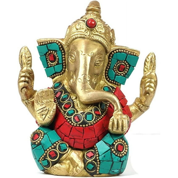 ASHIRWAD Brass Lord Ganesha Idol Statue for Home Hindu God Ganpati Bappa Vinayaka Murti (Ganesh-01)