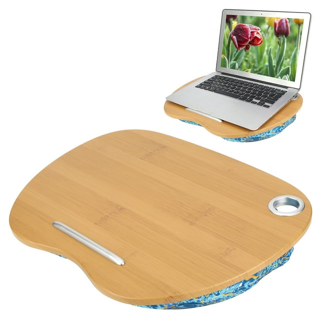 Practical Laptop Table, Soft Laptop Cushion Desk, Lap Table, Small In Size Beautiful for Office Staff Outdoor Travel Ocean Green