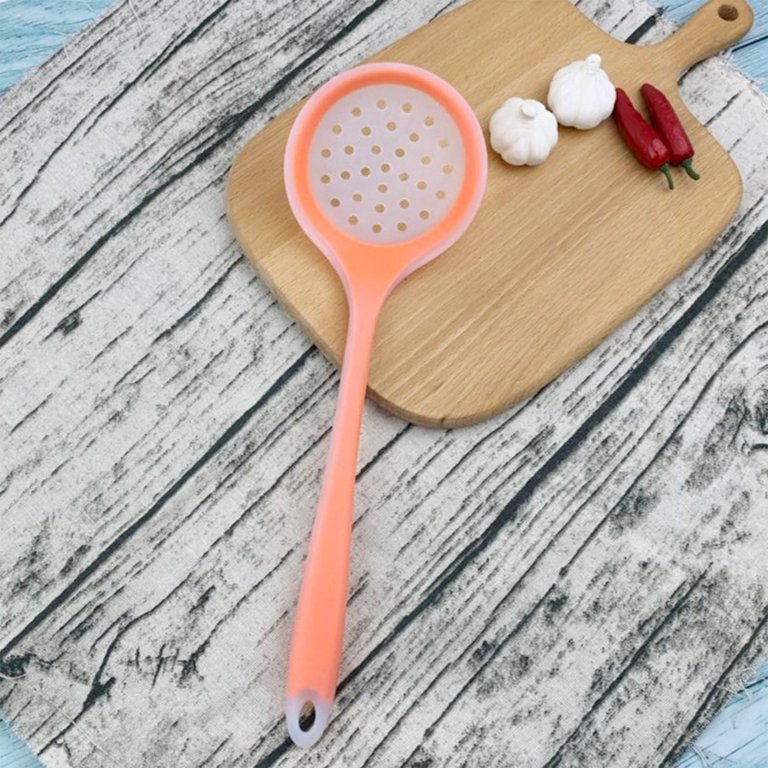 Large Silicone Ladles Soup Spoons, Heatproof Skimmer Strainer Slotted  Spoon,Non-Stick Cooking Silicone Scoop for