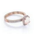 thumbnail image 3 of JeenMata Vintage 1.5 ct Cushion Cut Opal and Moissanite Wedding Ring Set in 18K Rose Gold over Silver, 3 of 7
