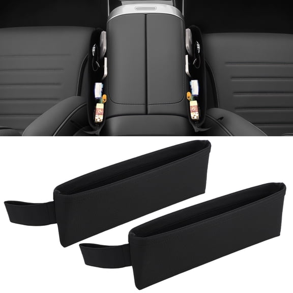 2PCS Car Seat Gap Organizers, PU Leather Car Console Side Pocket, Universal Car Seat Gap Filler Storage Box for Phone Keys Wallet Sunglasses, Car Interior Accessories Seat Catcher