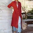 thumbnail image 4 of FcBaudy Robe à Manches Longues Col Rabattu, Robes de Printemps pour Femmes, Robes de Mode pour Femmes Décontractées Unies Col Rabattu Manches Boutonnées Robe Ample Blouse d'Automne Hauts Robe pour Femmes, 4 of 9