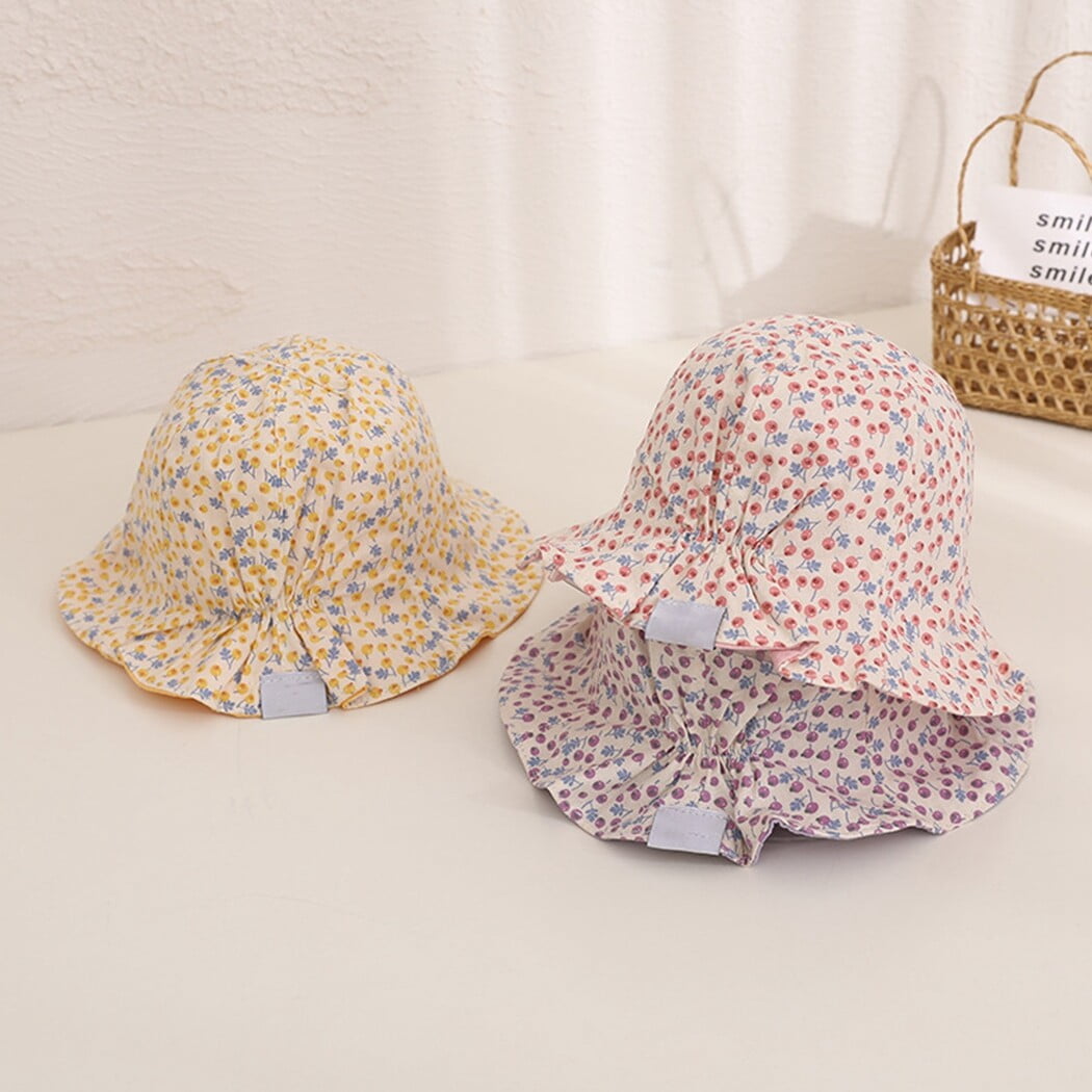 Sun Hat Baby Girl Hats Kids Fisherman Cap Reversible: Flower