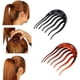 thumbnail image 1 of 2 inserciones de plástico para el cabello, peine, donut, almohadilla para cola de caballo, accesorio básico para el cabello, peinado trenzado para mujeres y niñas (negro+café) ER, 1 of 5