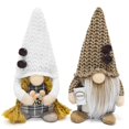 thumbnail image 1 of Attiigny Gnomos de Café Barra de Café de Felpa Decoración de la Hora del Té Cuadros Pequeño Elfo Café Sueco Tomte Gonk Donuts Muñecas Figuras Escandinavas Bandeja con Gradas Decoración de Mesa para la, 1 of 5