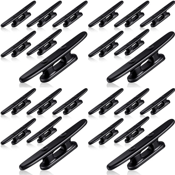 24 Pcs Black Boat Cleat Kayak Cleats Boat Dock Cleats Kayak Canoe Cleat 4 Inch Nylon Cleats for Boat Mooring Accessories