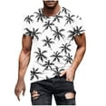 thumbnail image 1 of Camisetas de Manga Larga para Hombres Imprimir Fallow Cuello Redondo Camiseta, Moda Casual Manga Corta Mezcla de Algodón/Lino, 1 of 9