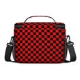 thumbnail image 2 of Red and Black Checkered Pattern Insulated Lunch Box for Women Men, Medium Leakproof Cooler Bag with Adjustable Strap, 10"x6.7"x8", 2 of 3