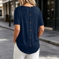 thumbnail image 7 of Women Navy Loose Fit T Shirts Crew Neck Oversized Casual Short Sleeve Tee,Size 2XL, 7 of 7