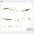 thumbnail image 2 of Rimless Hustler Retro Gangster Rapper Rectangle Luxury Fashion Eyeglasses Gold Black, 2 of 8
