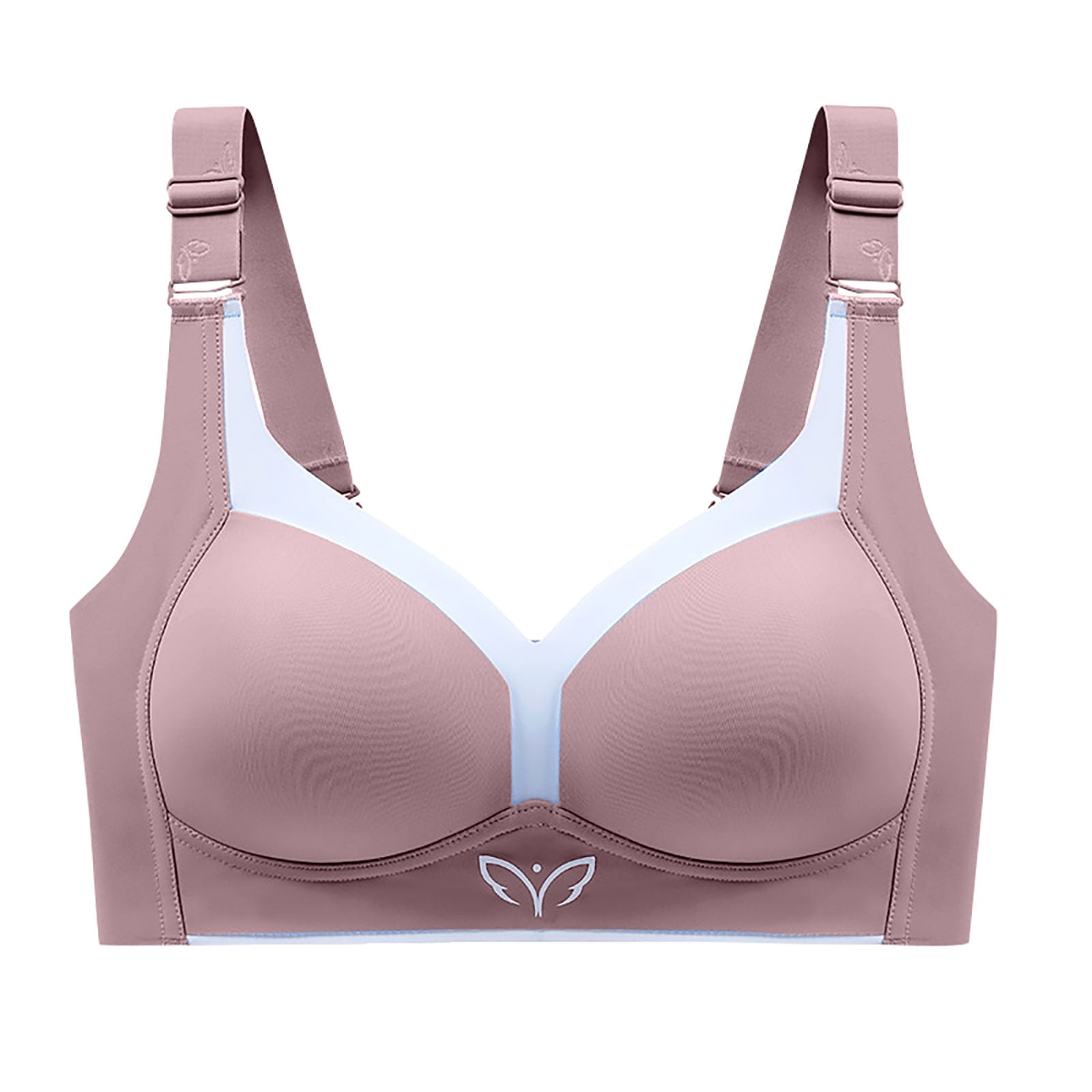 Sksloeg Comfort Bras for Women Wireless Push Up Bras for Women Support,  Full Coverage, Unlined Side Wire Support Bra,Pink 42C 