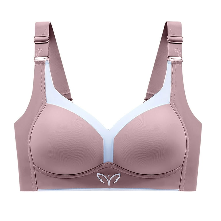 Sksloeg Ladies Bras Wireless Push Up Bras for Women Support, Full Coverage,  Unlined Side Wire Support Bra,Pink 38C