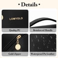 thumbnail image 3 of Lomyolo Large Capacity Makeup Bag for Women, 9.8L Waterproof Travel Cosmetic Organizer Toiletry Bag with Brush Pouch, Open Flat Toiletry Bag, Portable Lightweight Leather Cosmetic Bags - Black, 3 of 7