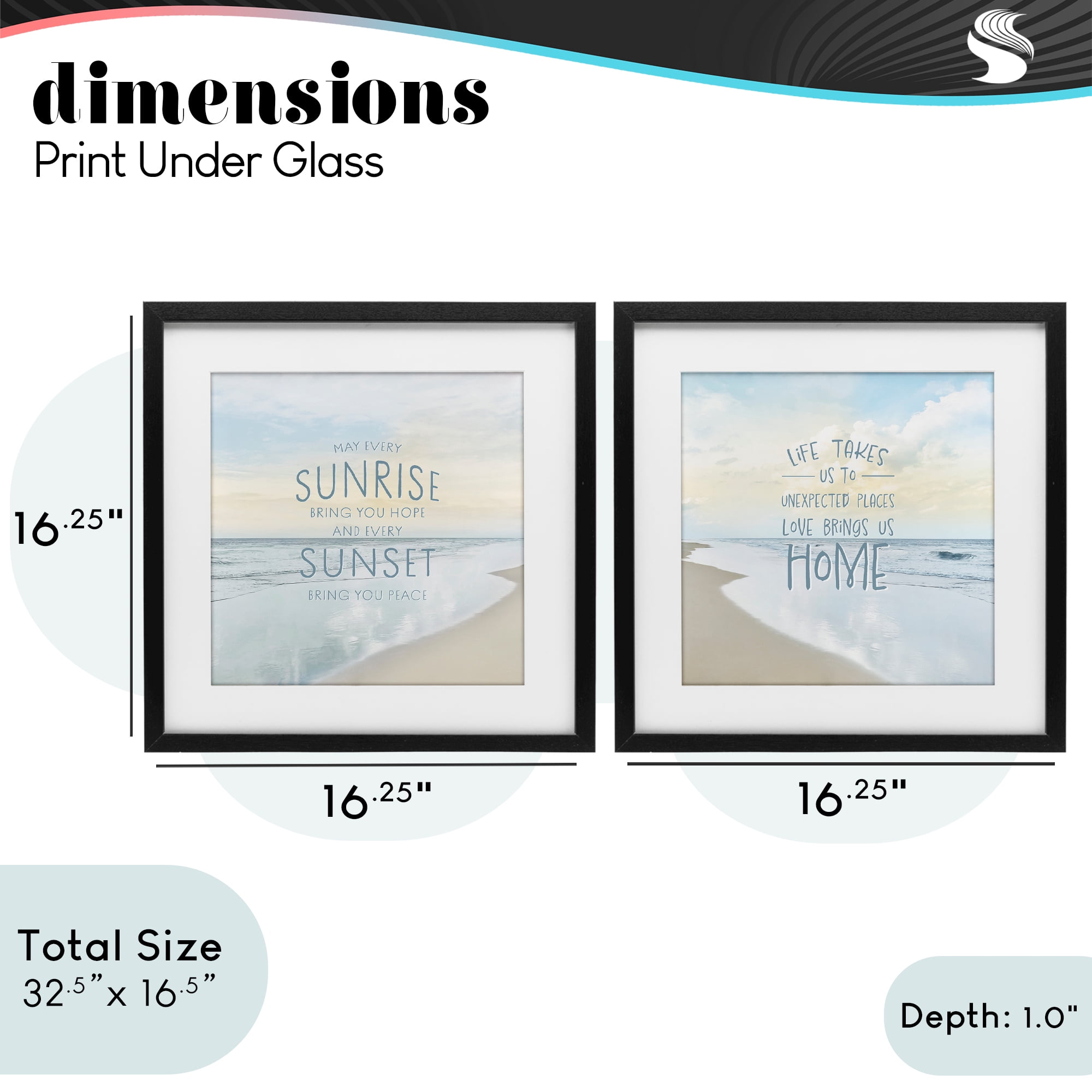 Stupell Industries Beautiful Beach Inspirations 2 Piece Black Framed Print Under Glass Set, design by Natalie Carpentieri