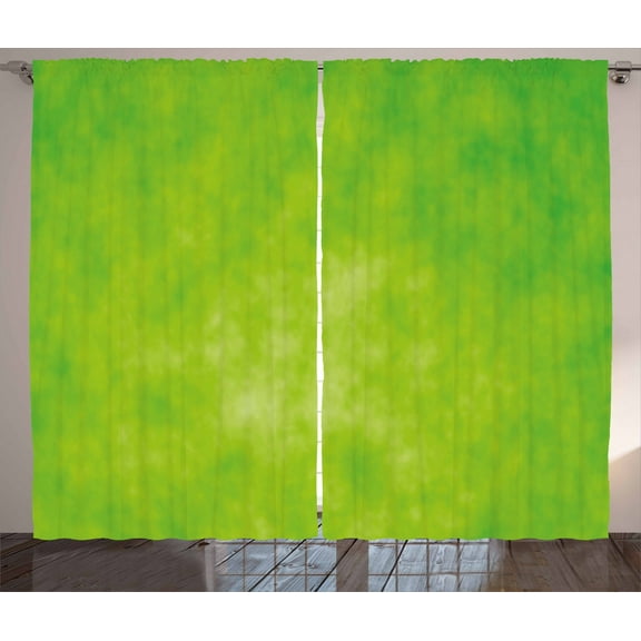 Ambesonne Lime Green Curtains 2 Panel Set, Cloudy Color Shade, 108" x 84", Lime Green Avocado Green