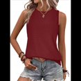 thumbnail image 3 of Camisas Casuales de Verano para Mujer, con Cuello Redondo y Mangas , Color Vino Tinto XXL, 3 of 7