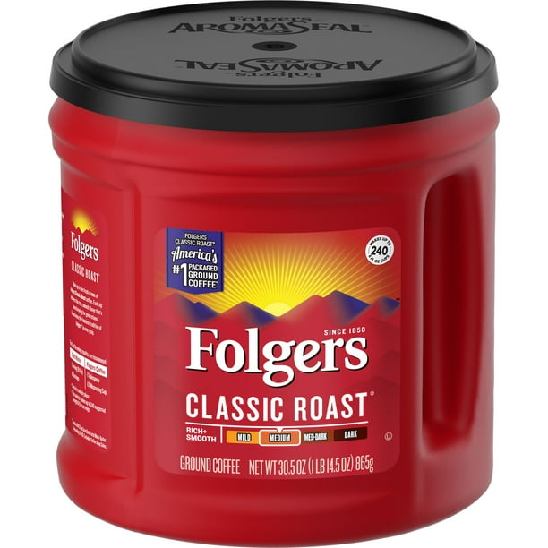 Folgers Classic Roast Ground Coffee, Medium Roast Coffee, 30.5 Ounce
