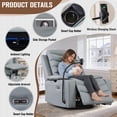 thumbnail image 5 of Holaki Power Recliner Chair, 270° Swivel Recliner with Heat & Lumbar Support, Modern PU Leather Rocker Recliner Nursery Chair with Smart Cup Holder & Adjustable Armrests for Nursing, Blue, 5 of 11