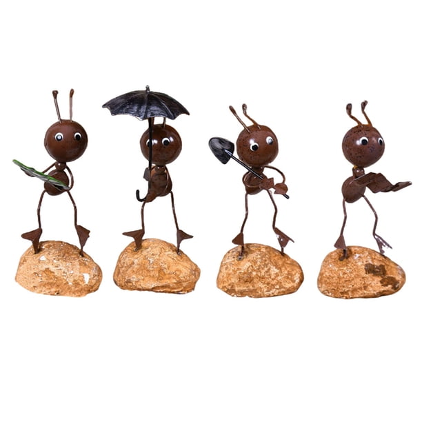 Modelos de diseño de hormiga de hierro, decoración de muñecas, adornos de escritorio, artesanía para muebles del hogar, patrón aleatorio, 4 Uds.