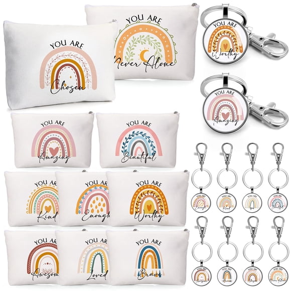 Bolsas cosméticas Sieral Rainbow, 20 unidades, con llaveros inspiradores