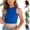 Blue, variant on Girls Cotton Casual Athletic Tank Tops Summer Crewneck Slim Cropped Sleeveless Tshirts Kids Stretch Comfy Solid Color Camisole
