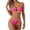 Hot Pink, variant on Jamicy Womens Bathing Suits 2 Piece Hot Spring Wear Women's V Wired Bikini Set Colorblock Ribbed Swimwear High Cut Two Piece Swimsuit Bathing Suit