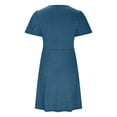 thumbnail image 4 of EASYBRA Women V Neck Short Sleeve Ruched A Line Midi Dress High Waist Summer Casual Fit and Flare Solid Color Dress, 4 of 8