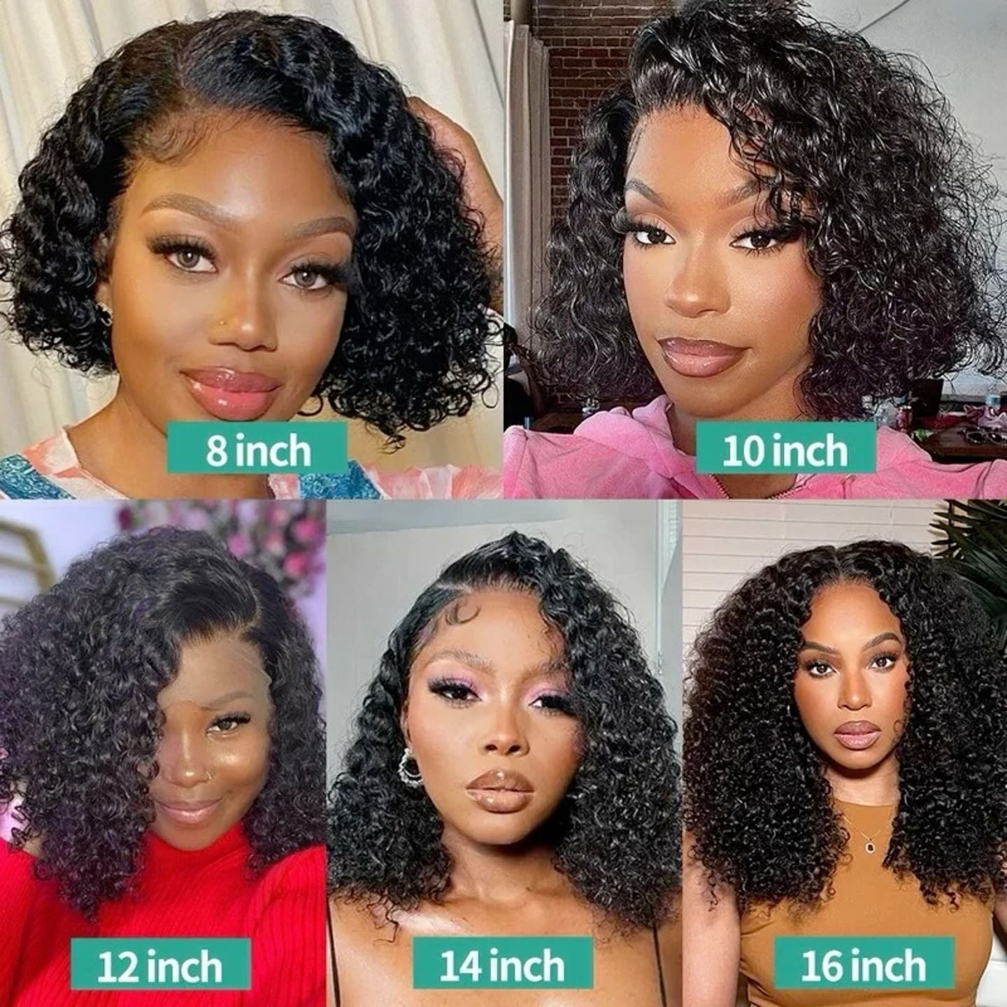 4x4 Wear and Go  Lace Closures Wigs Human Hair Natural Black Color Kinky Curly  Bob Human Hair Wigs for Black Women  Wet and Wavy Human Hair Bob Wigs ,No glue,easy to wear