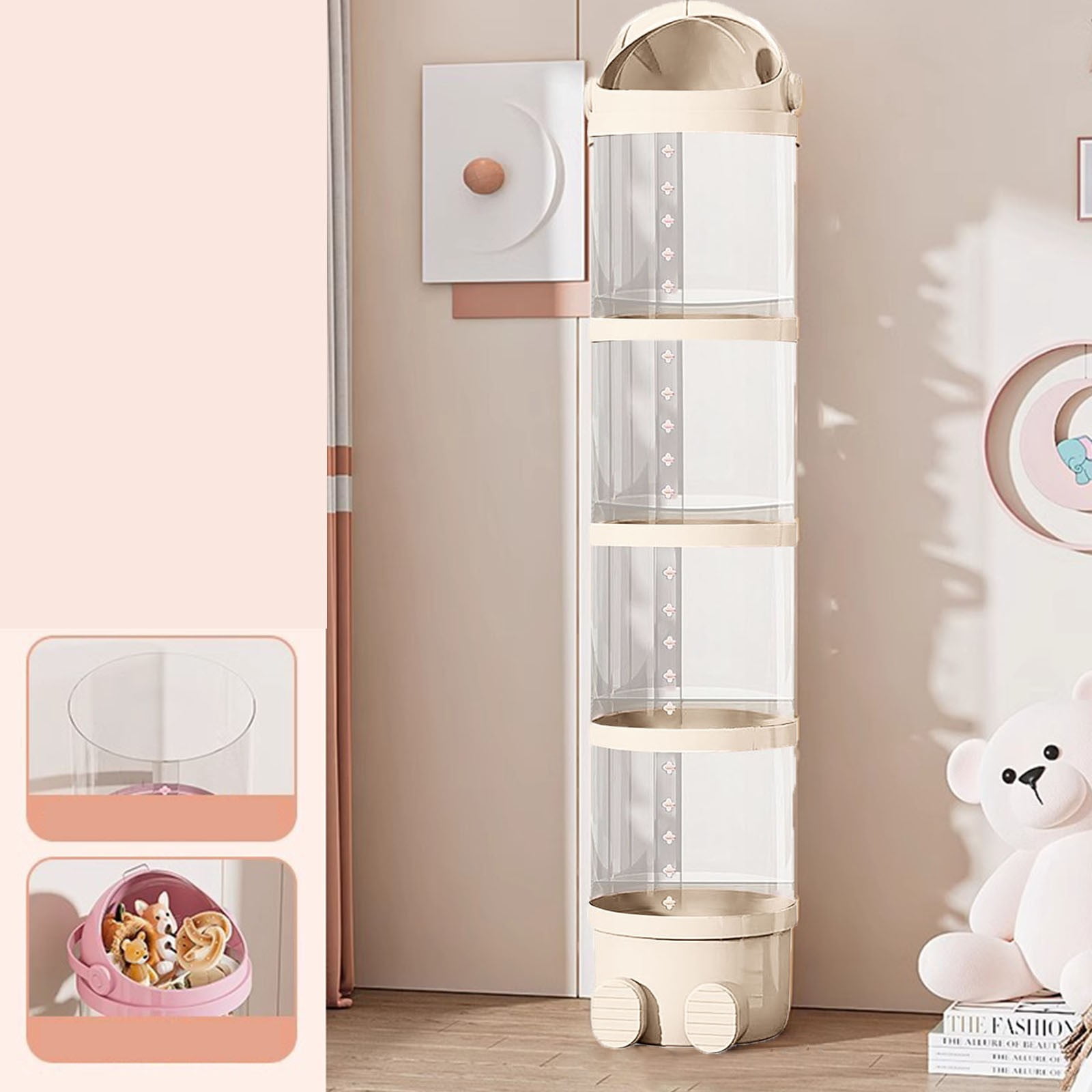 IMossad Vertical Toy Storage Tube for Stuffed Animals, Durable and Space-Saving Organizer for Kids, Transparent Design for Easy Retrieval