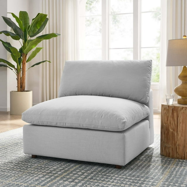 Modway Commix Down Filled Overstuffed Armless Chair, Light Gray
