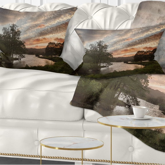 Designart Sunset over Rydal Waters - Landscape Printed Throw Pillow - 12x20