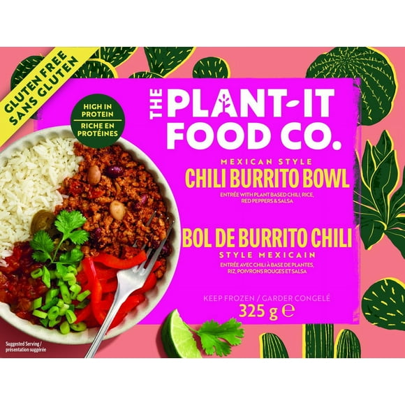 Plant It Chili Burrito Bowl, Plant Based, Gluten Free. 15G of Protein per Serving, Ready in 7 Minutes!, Chili Burrito Bowl, is a 5 bean, plant-based chili with red peppers, rice and salsa! 15g of protein per serving.
