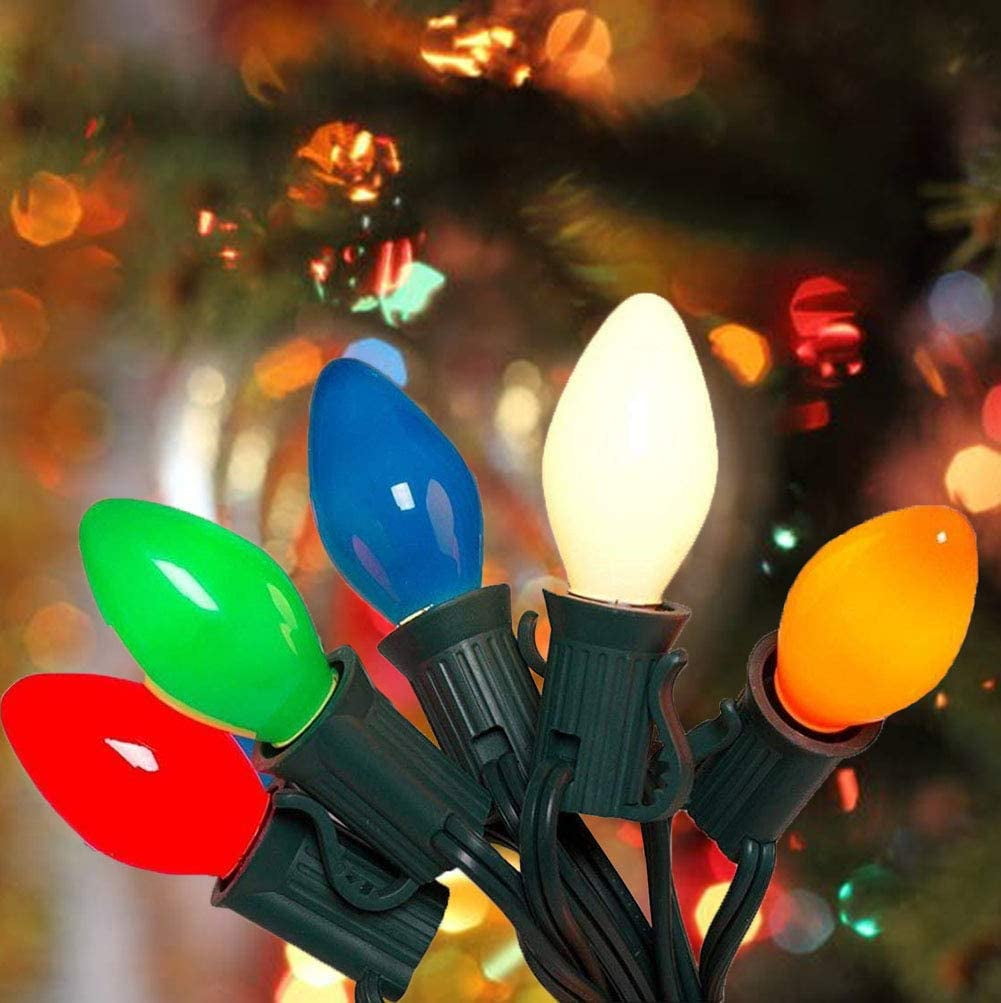Color Energy Star Christmas NEW Ceramic Holiday Time 25 LED C7 Lights Multi 