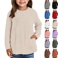 thumbnail image 7 of Girls Long Sleeve Crew Neck Knit Pullover Sweater with Front Pocket Casual Comfortable Soft Top for Kids School Daily Wear, 7 of 7