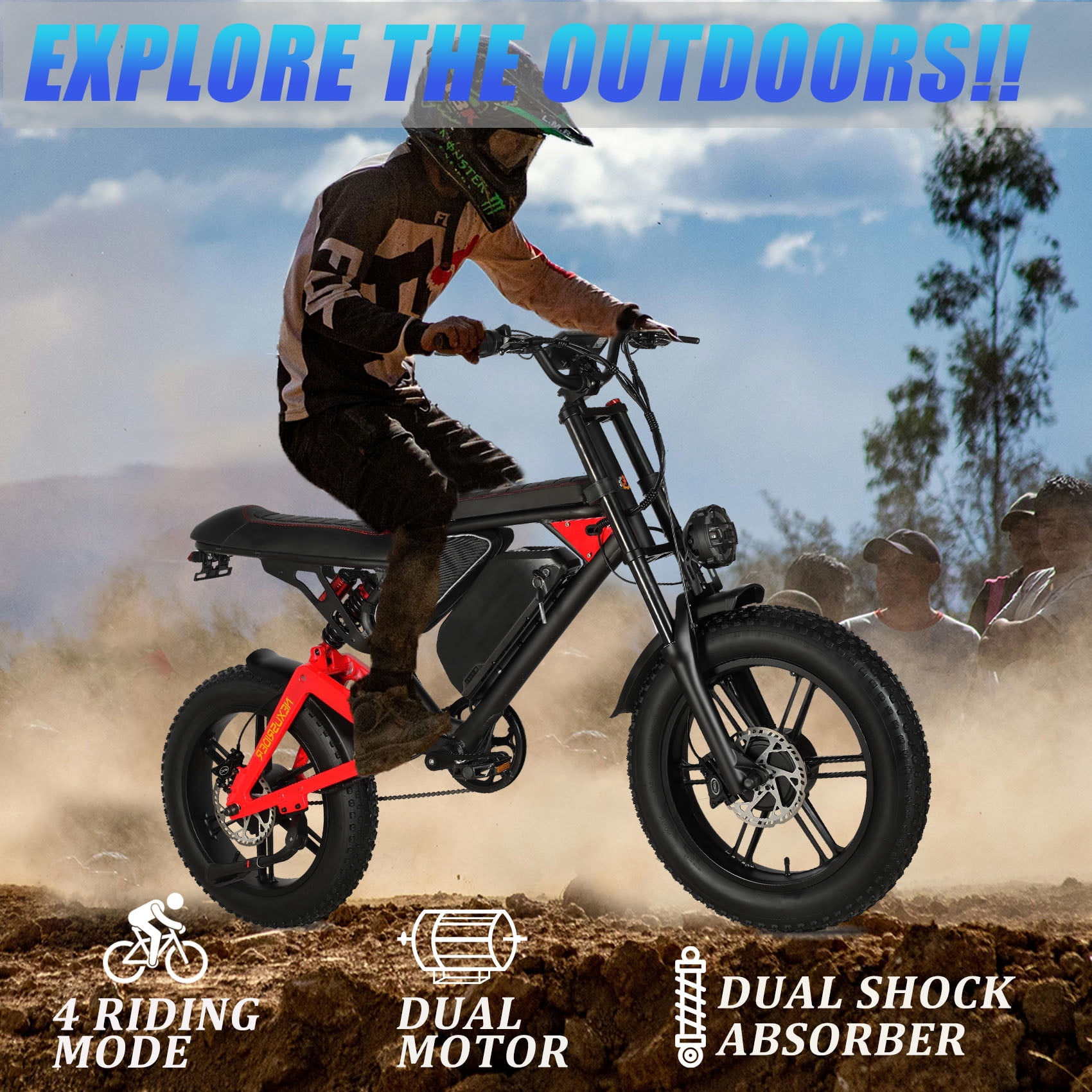 Nexusrider 2000W Dual Motor Electric Bike,   35MPH 20inch Fat Tire Ebike, Long-Range All Terrain Moutain E-Bikes for Adults