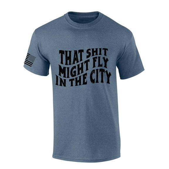 Mens Country Music Tshirt North Of Richmond That Might Fly In The City Short Sleeve T-shirt-Heather Indigo-large