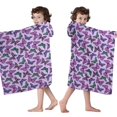 thumbnail image 4 of Purple Butterfly Pattern Hooded Bath Towel，50"x30" for Ages 3 To 12 Kids, Quick Dry Lightweight Soft Microfiber Hood Beach Towel Cover Up for Kids, 4 of 7